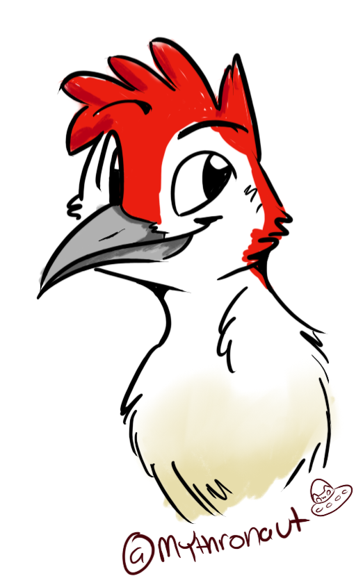 Bust of an anthropomorphic red-bellied woodpecker